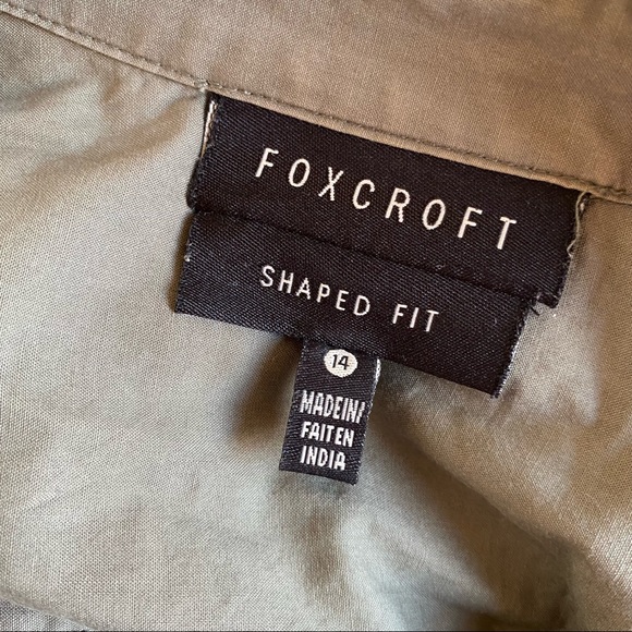Foxcroft Olive Green Shaped Fit Button-up Shirt Sz 14 - Picture 4 of 15